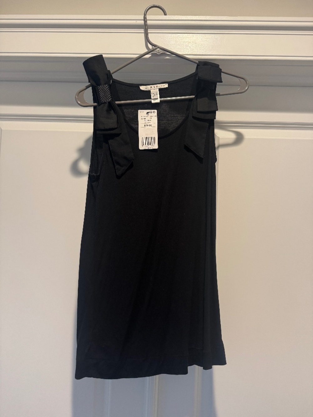 Mango Black Bow Strap Sleeveless Top